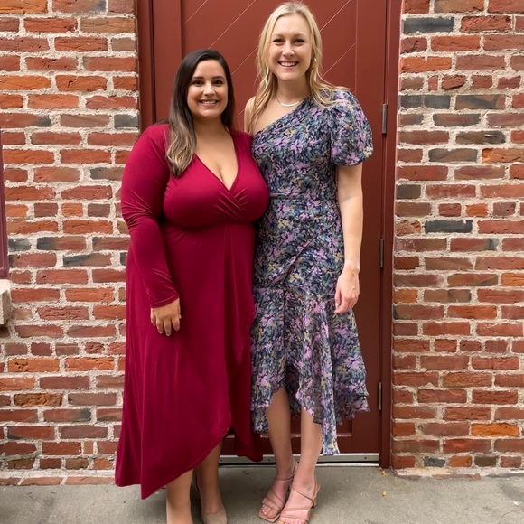 Santorini Floral One Shoulder Midi Dress - NAVY-LILAC FLORAL / M - Picture 2 of 2